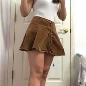 Brandy Melville brown velvet skater skirt.